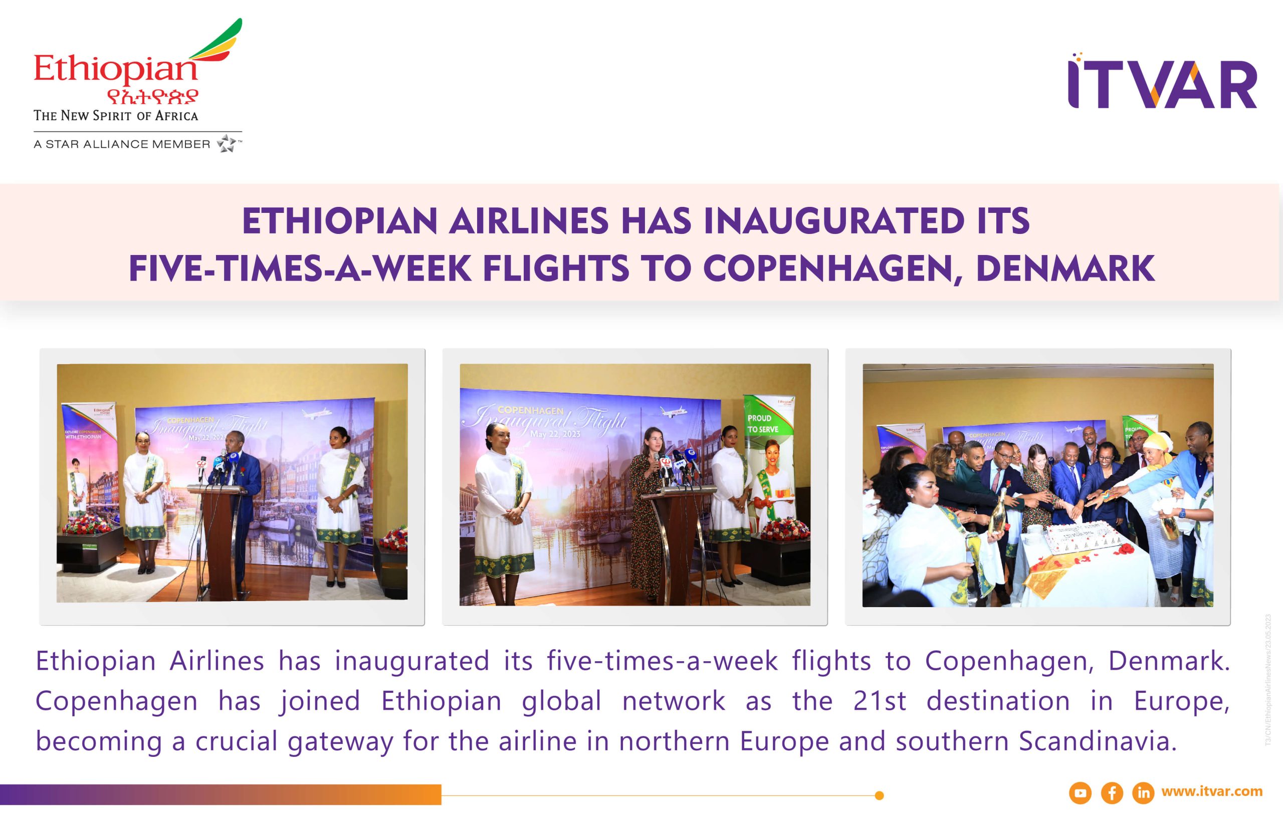 Ethiopian Airlines Has Inaugurated Its Five-Times-A-Week Flights To Copenhagen, Denmark