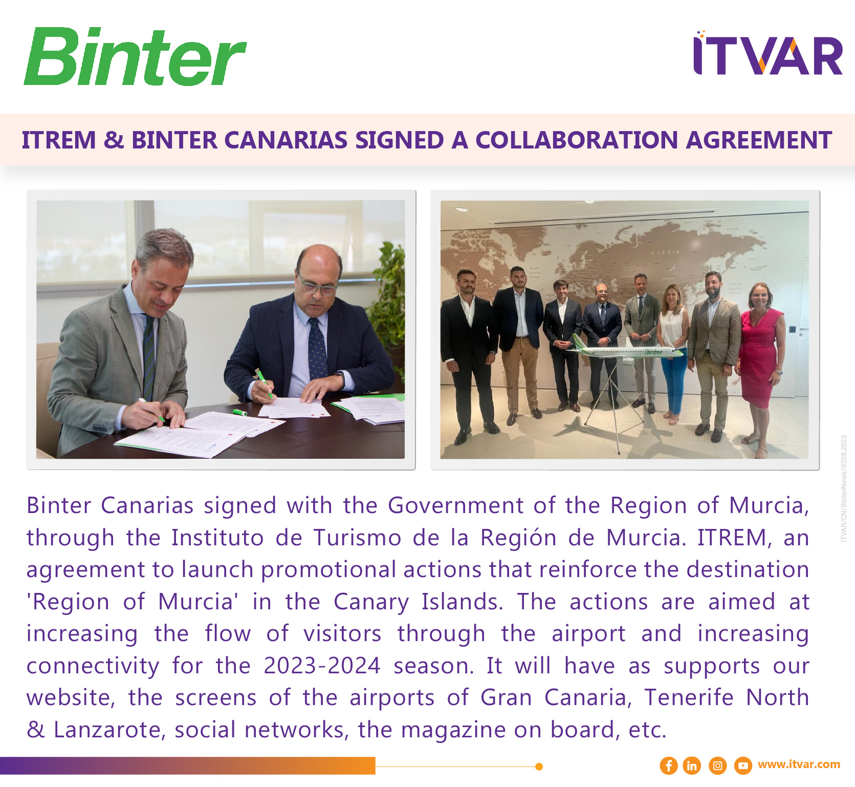 ITREM & Binter Canarias Signed A Collaboration Agreement