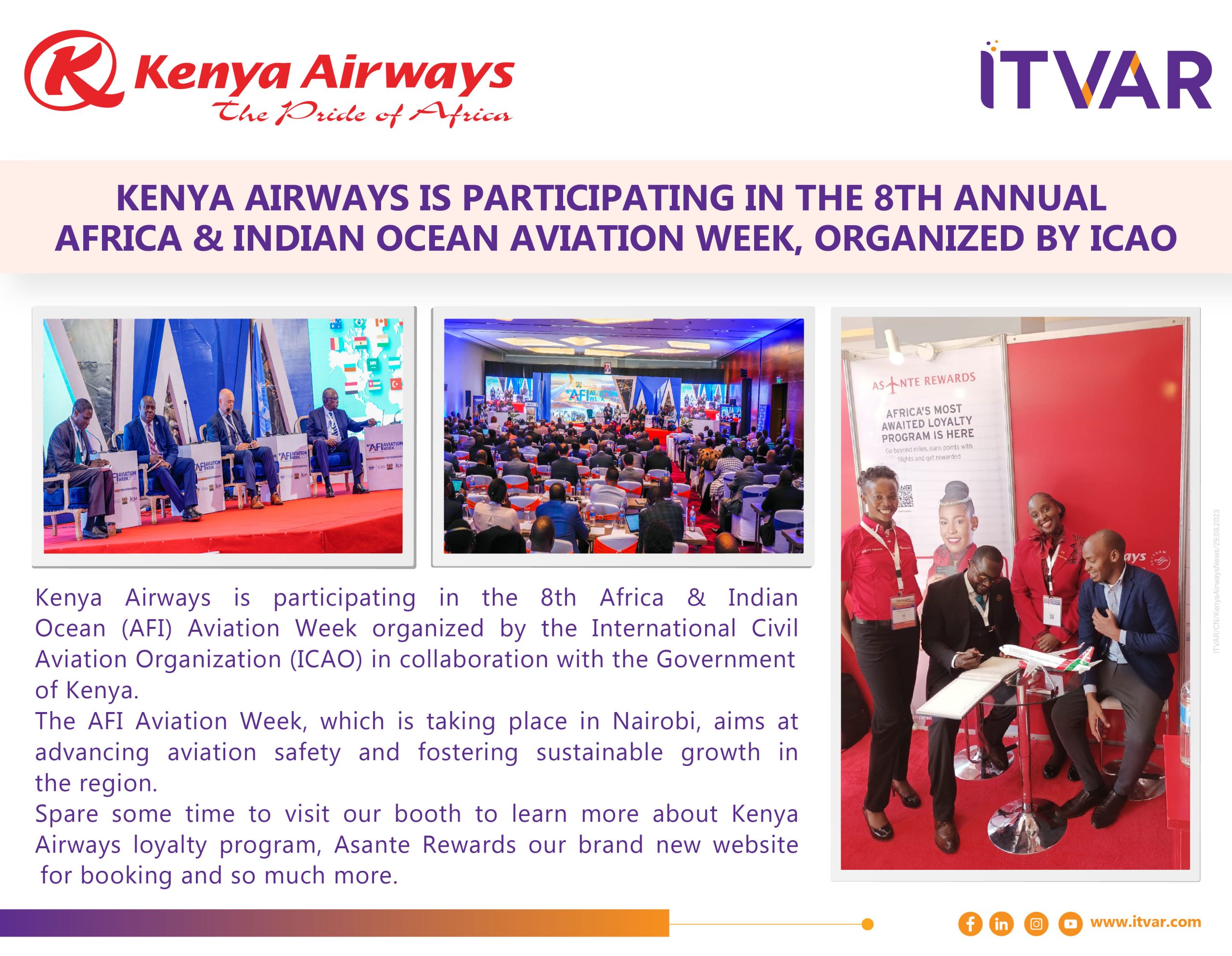 Kenya Airways Is Participating In The 8th Annual Africa & Indian Ocean Aviation Week, Organized By ICAO