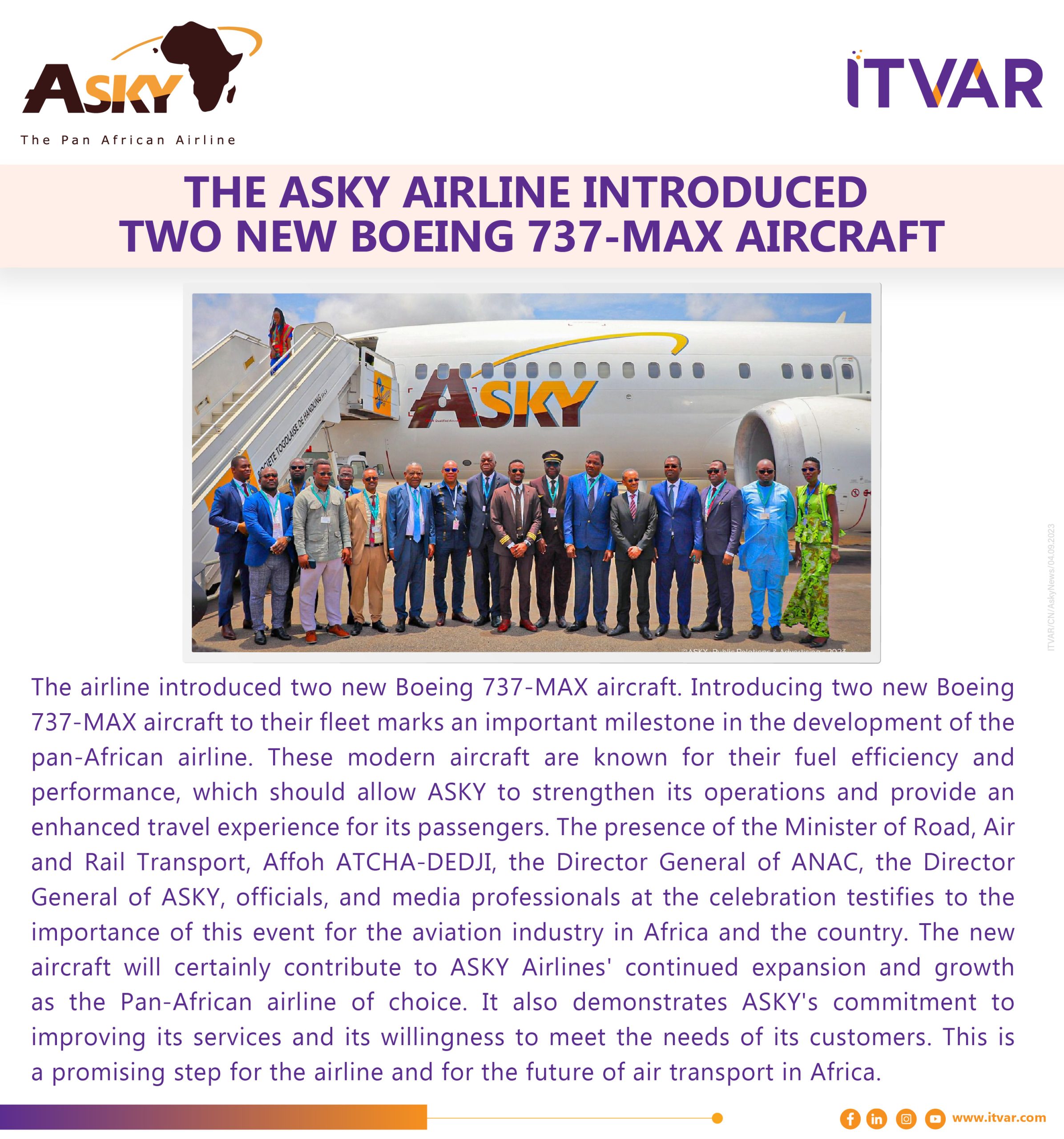 The Asky Airline Introduced Two New Boeing 737-MAX Aircraft